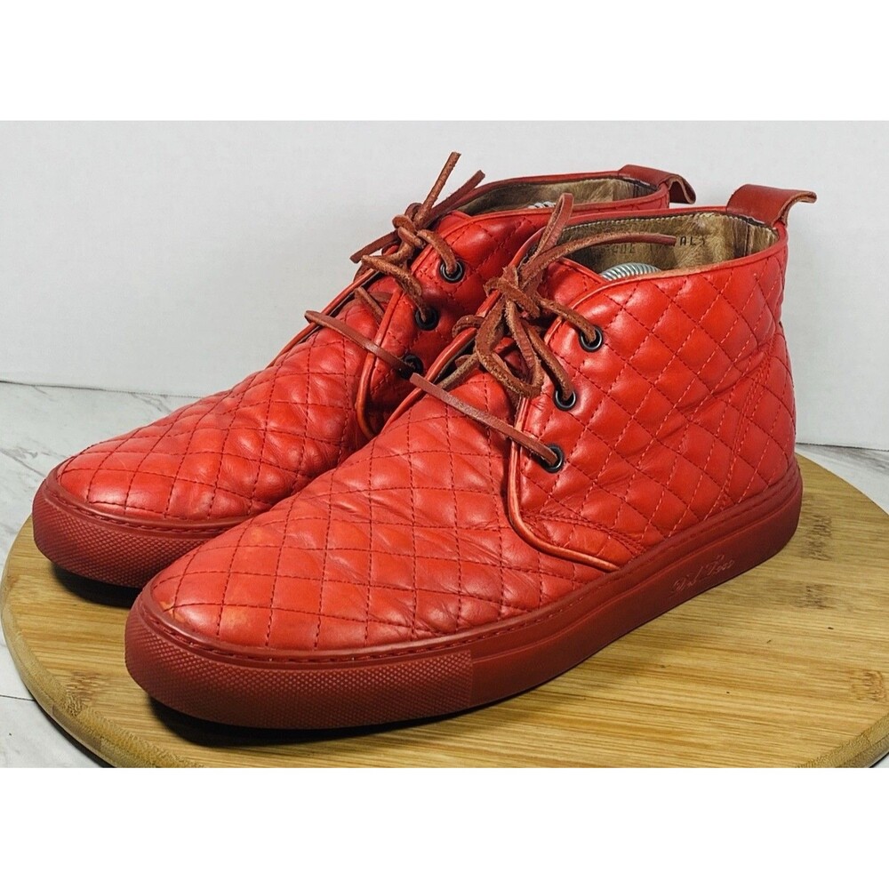 DEL TORO RED LEATHER QUILTED HIGH TOP CHUKKA SNEAKER US MENS Size  8